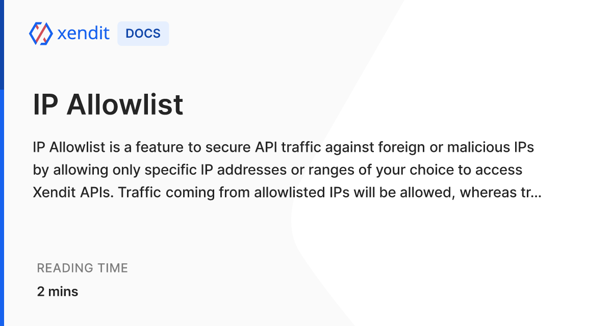 IP Allowlist | Xendit Docs