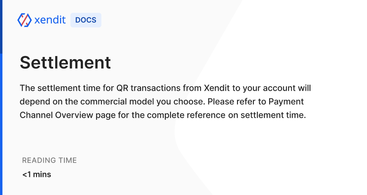 Settlement Xendit Docs